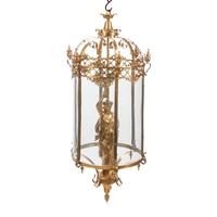 A Pair of Louis XV Style Gilt Bronze Figural Lanterns