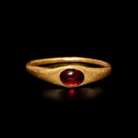 A Roman Gold and Garnet Finger Ring