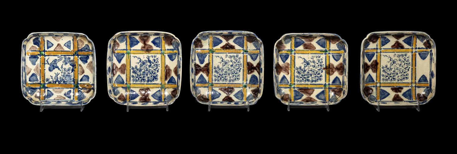 A Set of Five Japanese Earthenware Dishes