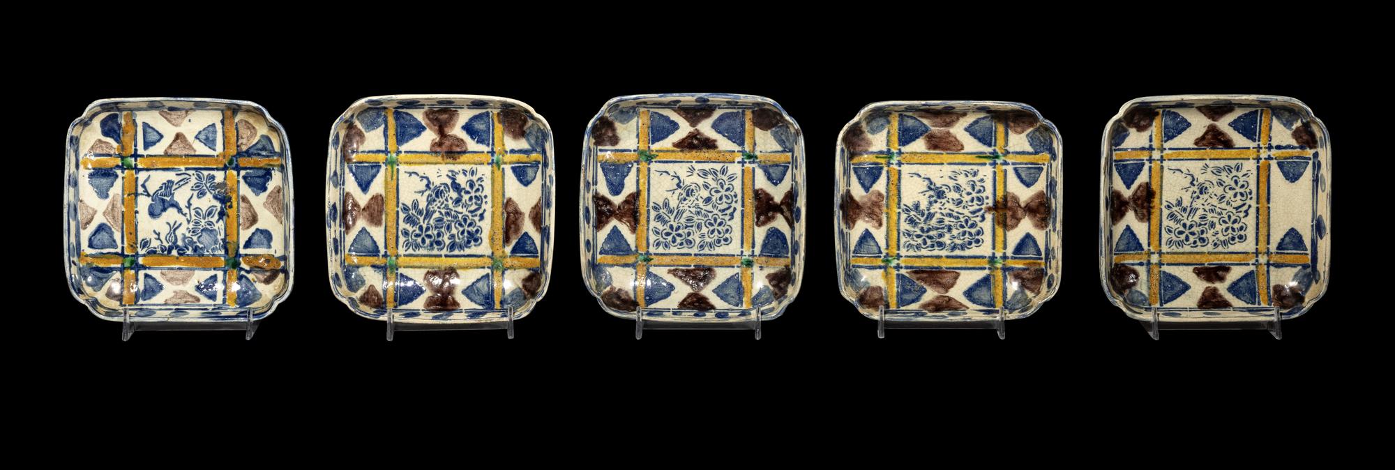 A Set of Five Japanese Earthenware Dishes