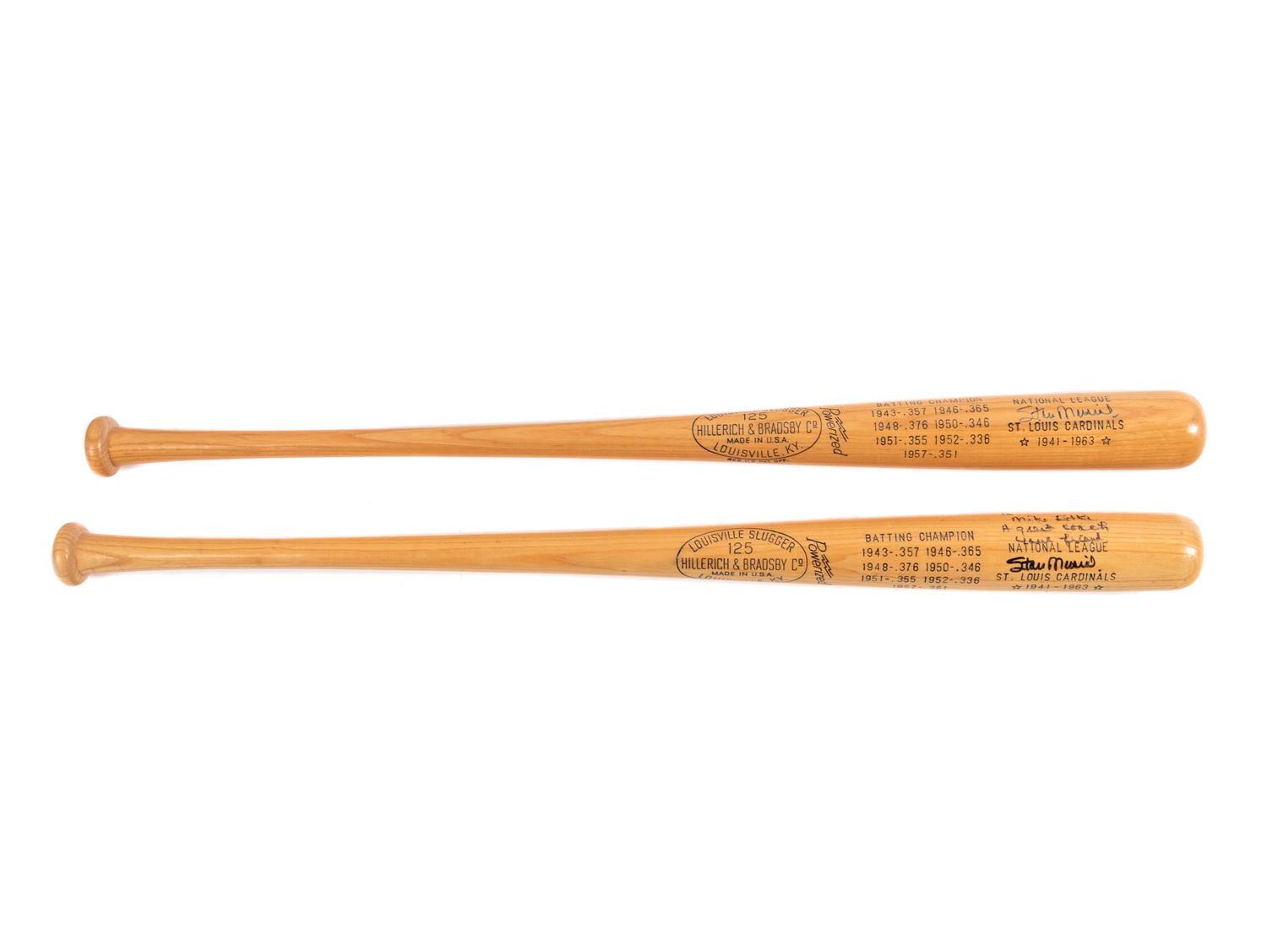A Group of Stan Musial Signed Autograph Bats Gifted to Mike Ditka Formerly Displayed at Mike Ditka's Restaurant,