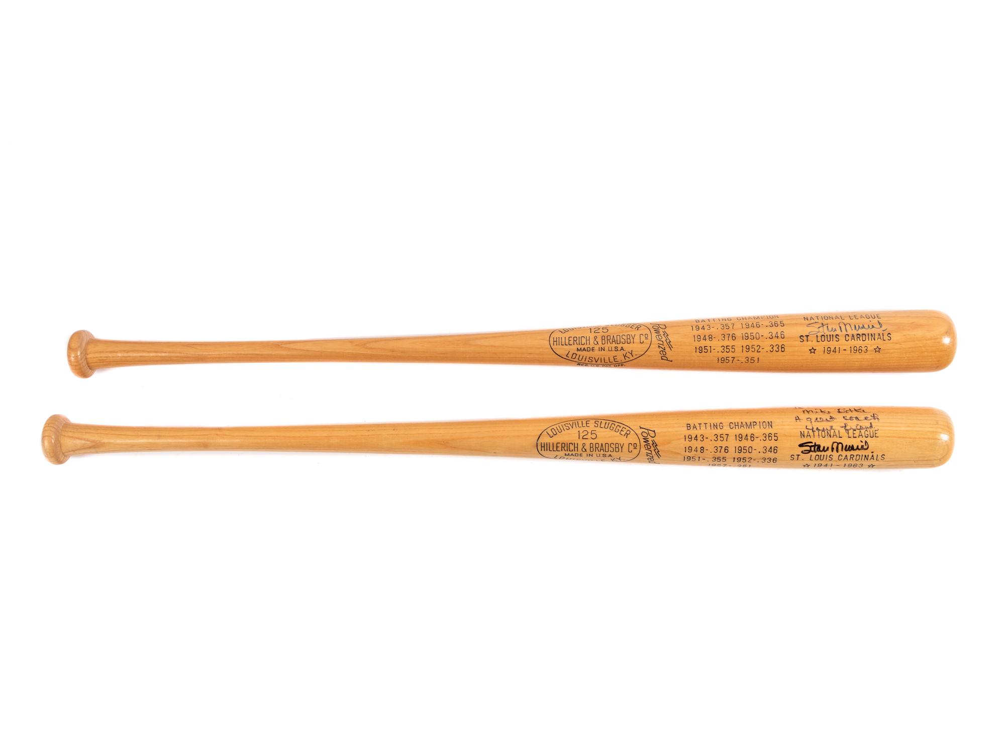 A Group of Stan Musial Signed Autograph Bats Gifted to Mike Ditka Formerly Displayed at Mike Ditka's Restaurant,