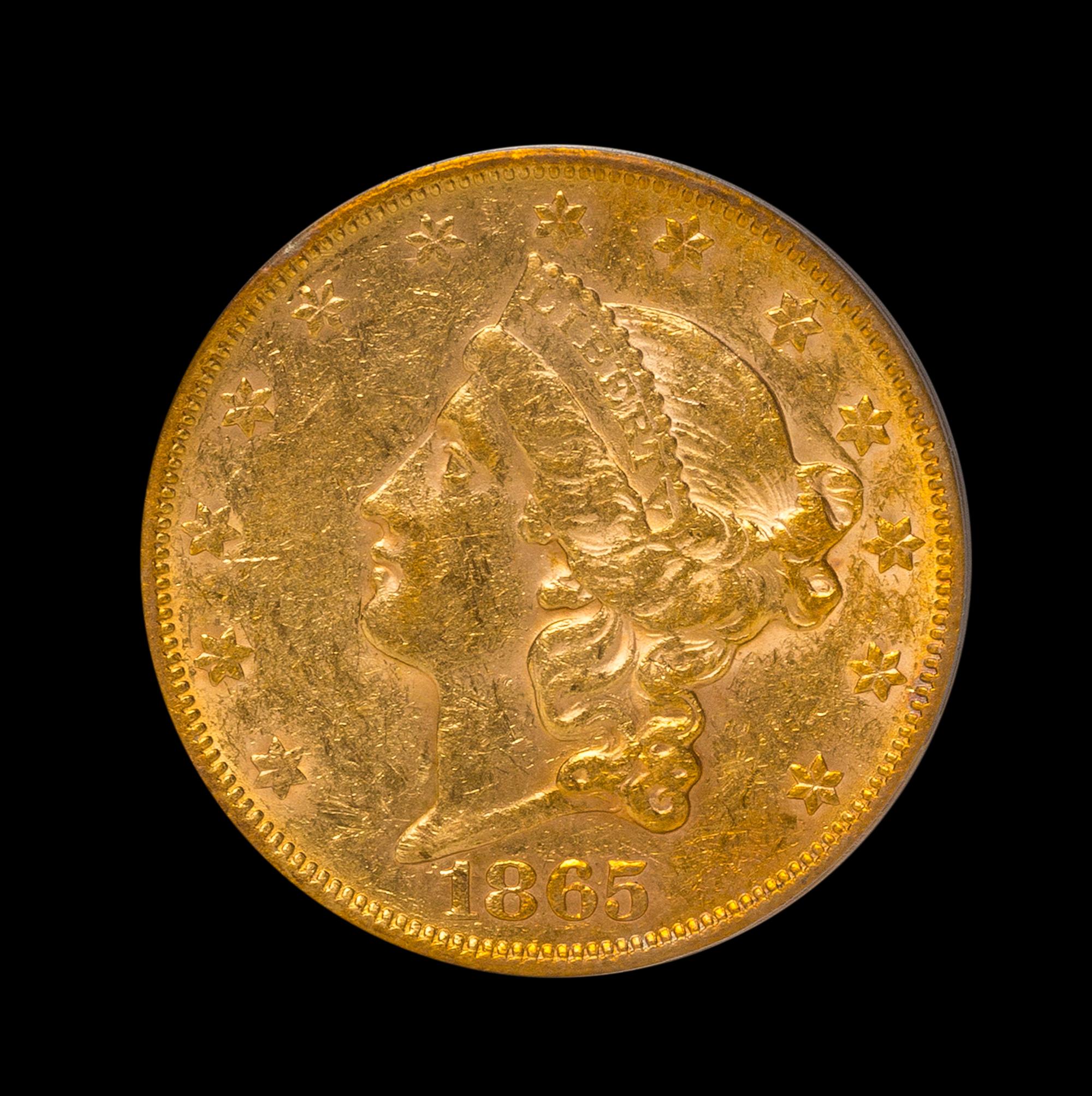 A United States 1865-S Liberty Head $20 Gold Coin