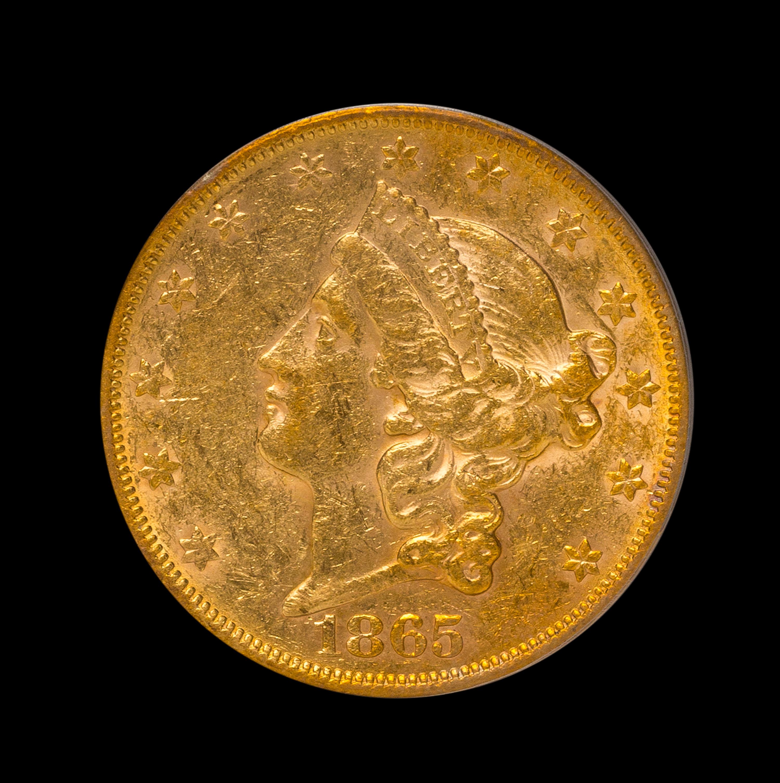 A United States 1865-S Liberty Head $20 Gold Coin