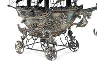 A German Silvered Metal Model of a Three-Masted Ship