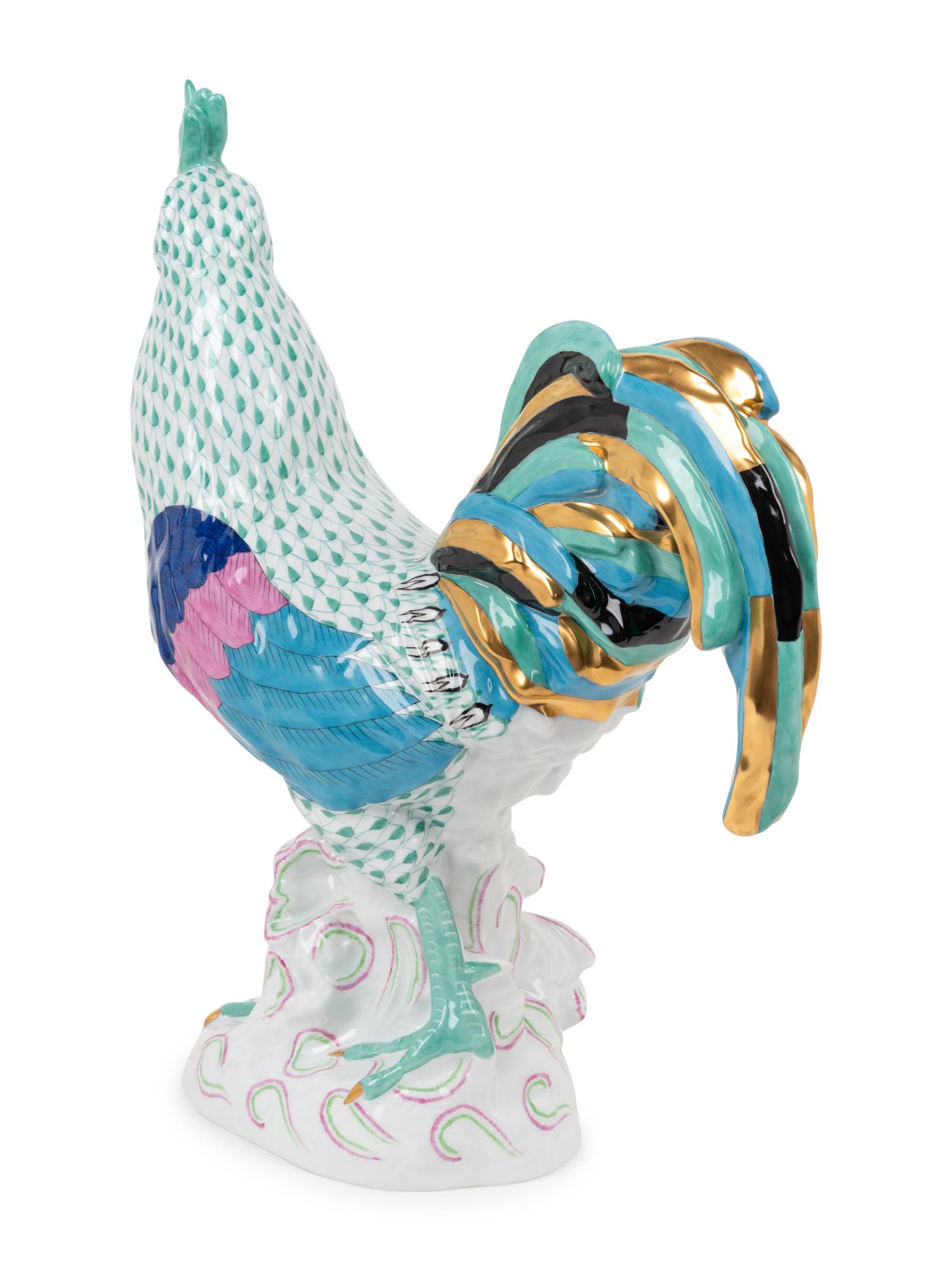A Large Herend Porcelain Rooster