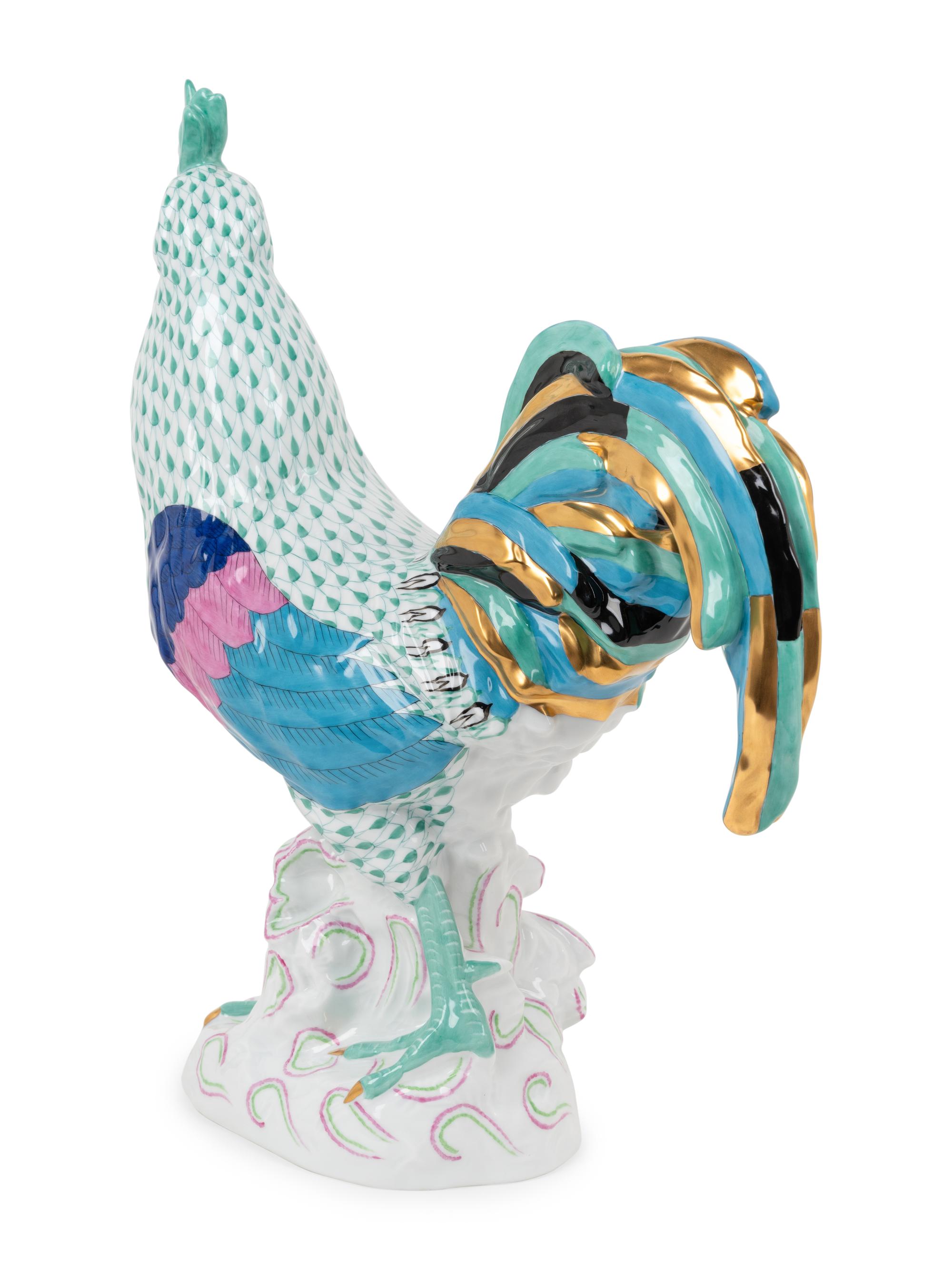A Large Herend Porcelain Rooster