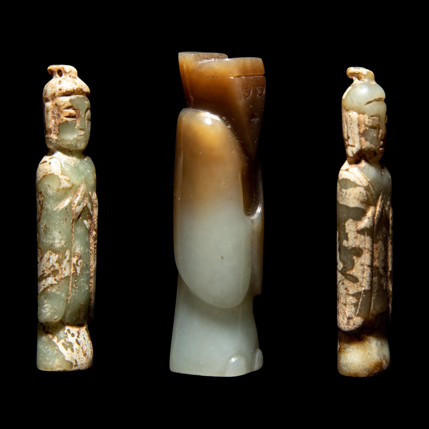 Three Chinese Archaistic Jade Figures of Males