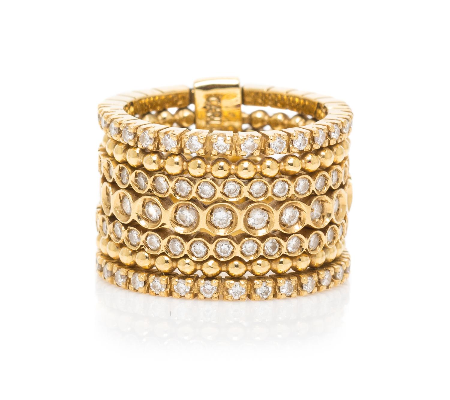 An 18 Karat Yellow Gold and Diamond Stacking Ring, Carla Amorim, 10.80 dwts.