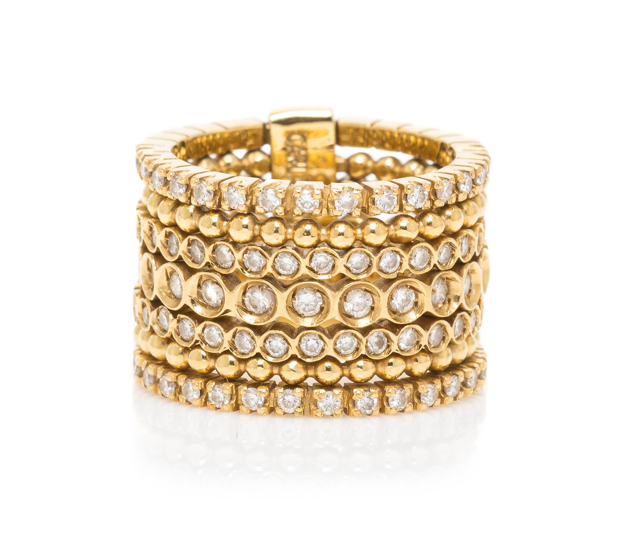 An 18 Karat Yellow Gold and Diamond Stacking Ring, Carla Amorim, 10.80 dwts.