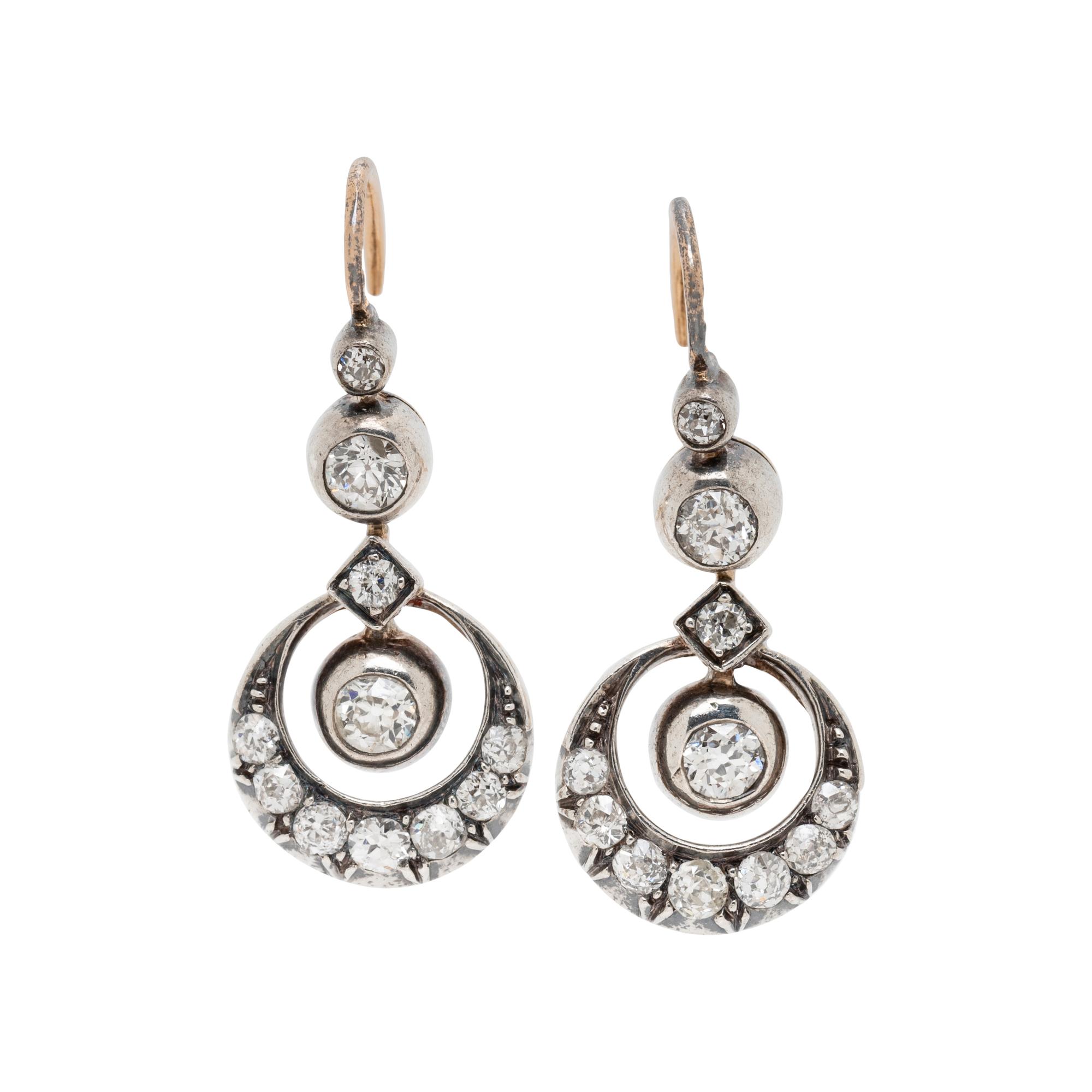 ANTIQUE, DIAMOND EARRINGS