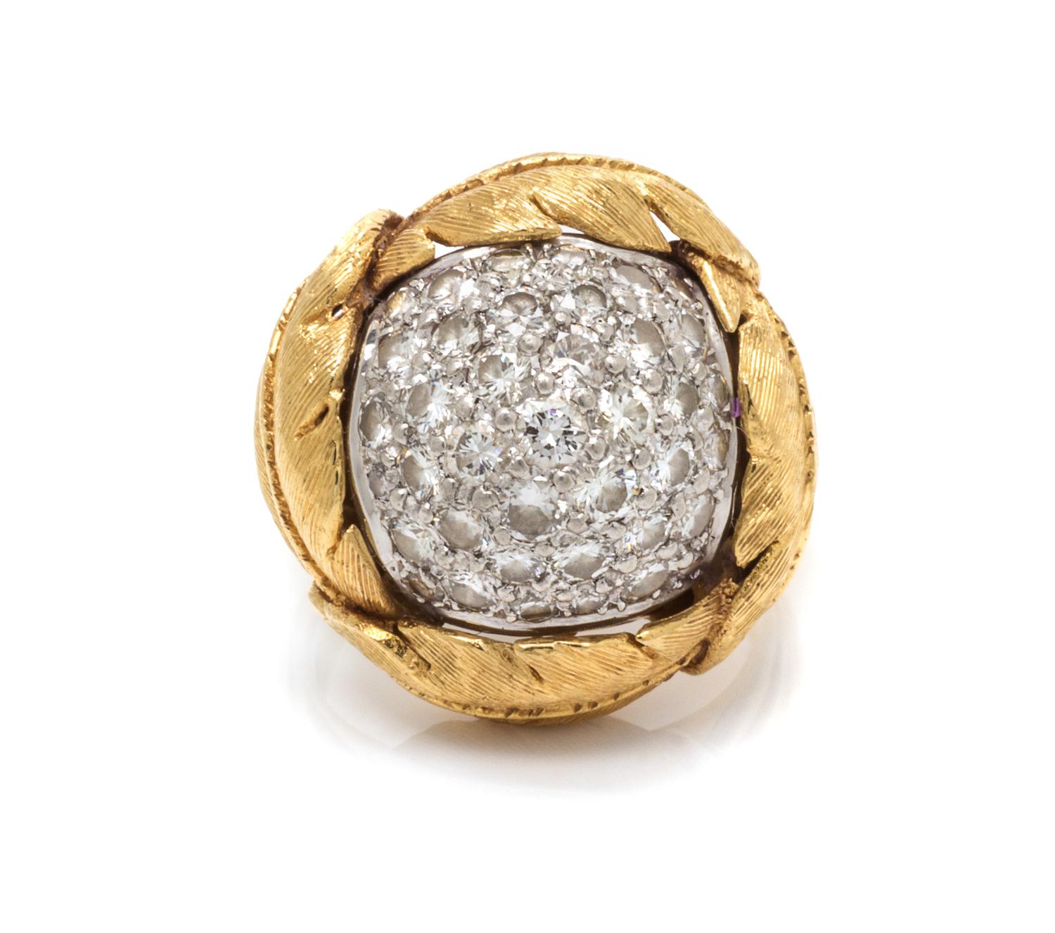 A Bicolor Gold and Diamond Ring, 9.20 dwts.