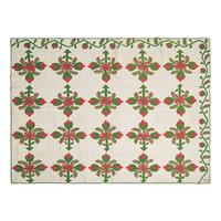 A "Cockscomb and Current" Pattern Pieced and Applique Cotton Quilt