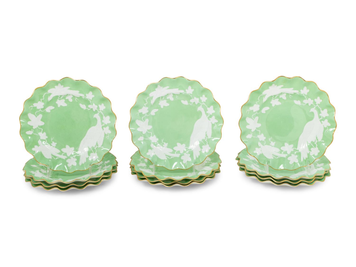A Set of Twelve Royal Crown Derby Porcelain Dessert Plates