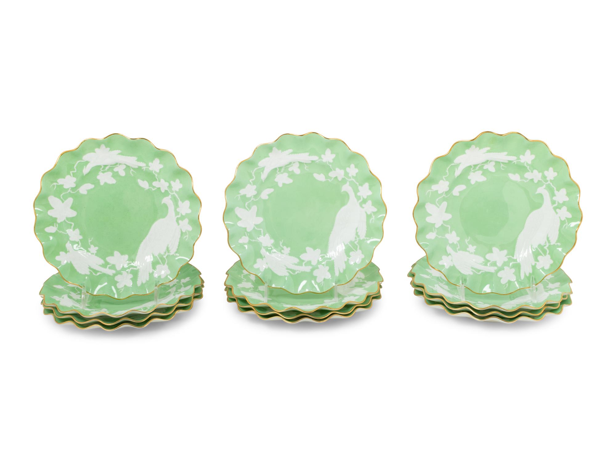 A Set of Twelve Royal Crown Derby Porcelain Dessert Plates