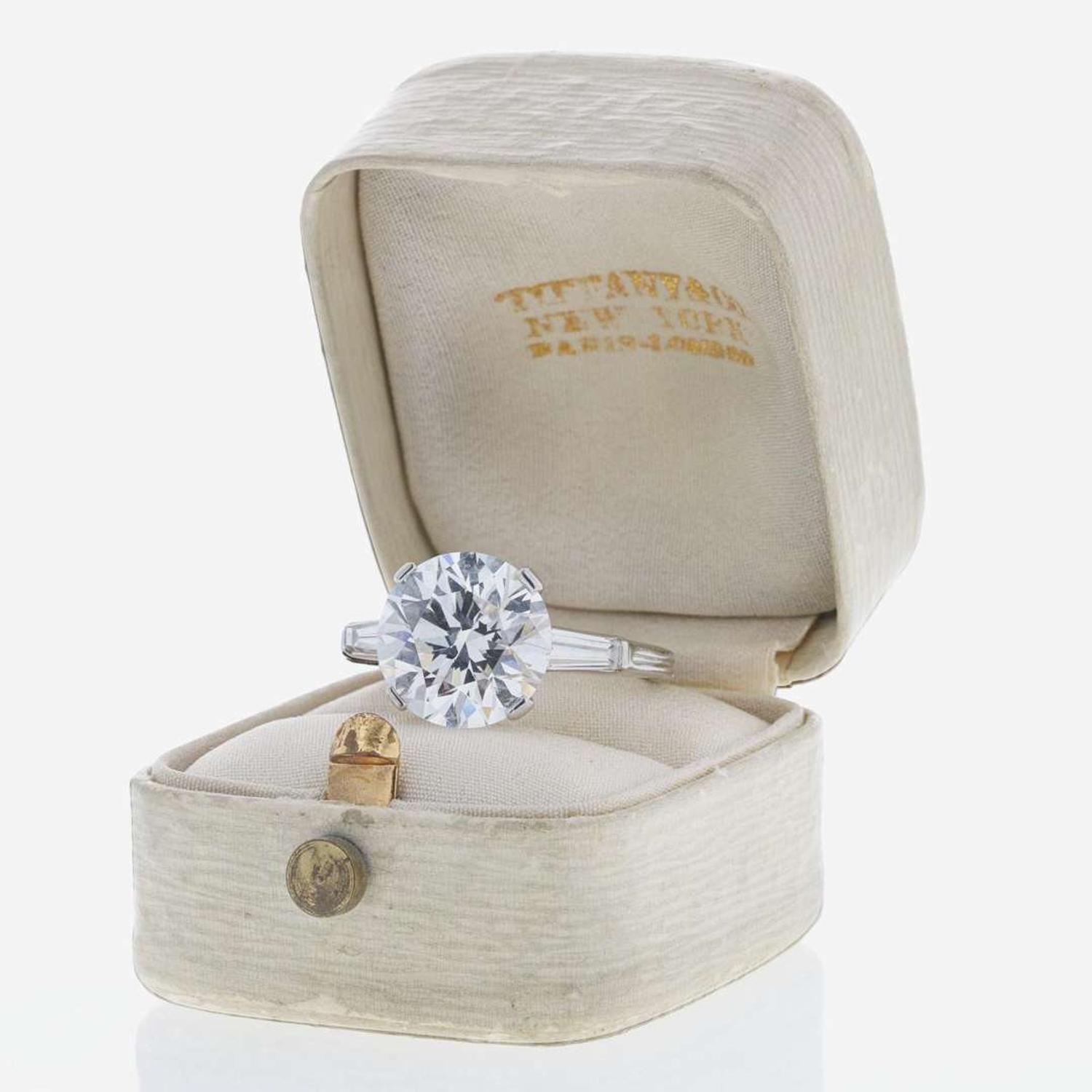 A Tiffany & Co. Platinum and Diamond Ring 4.75 Carat Round Brilliant Diamond, Tiffany & Co. Certified