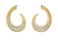 A Pair of 14 Karat Yellow Gold and Diamond Earrings, 9.60 dwts.