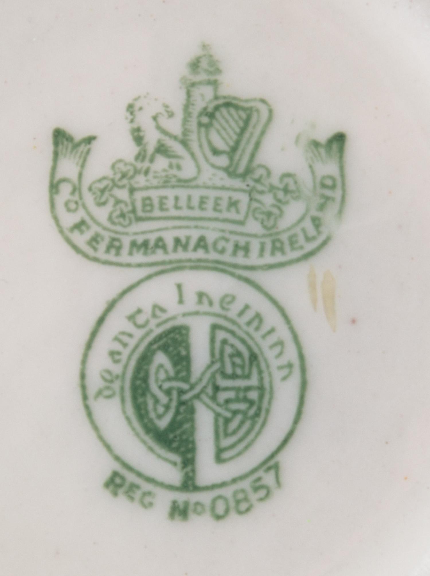 Four Belleek Creamer and Sugar Sets Height of tallest 3 5/8 inches. — FOURTH AND FIFTH GREEN MARK (1946-1965)