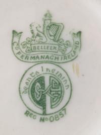 Four Belleek Creamer and Sugar Sets Height of tallest 3 5/8 inches. — FOURTH AND FIFTH GREEN MARK (1946-1965)