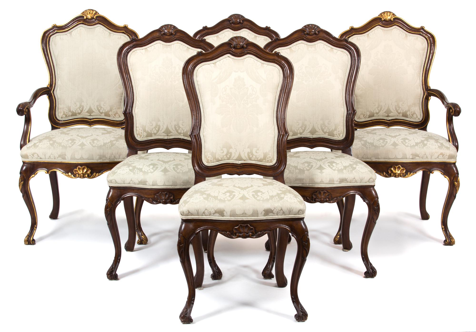 A Set of Six Karges Louis XV Style Dining Chairs Height 40 1/2 inches. — MID 20TH CENTURY