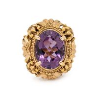 YELLOW GOLD AND AMETHYST RING