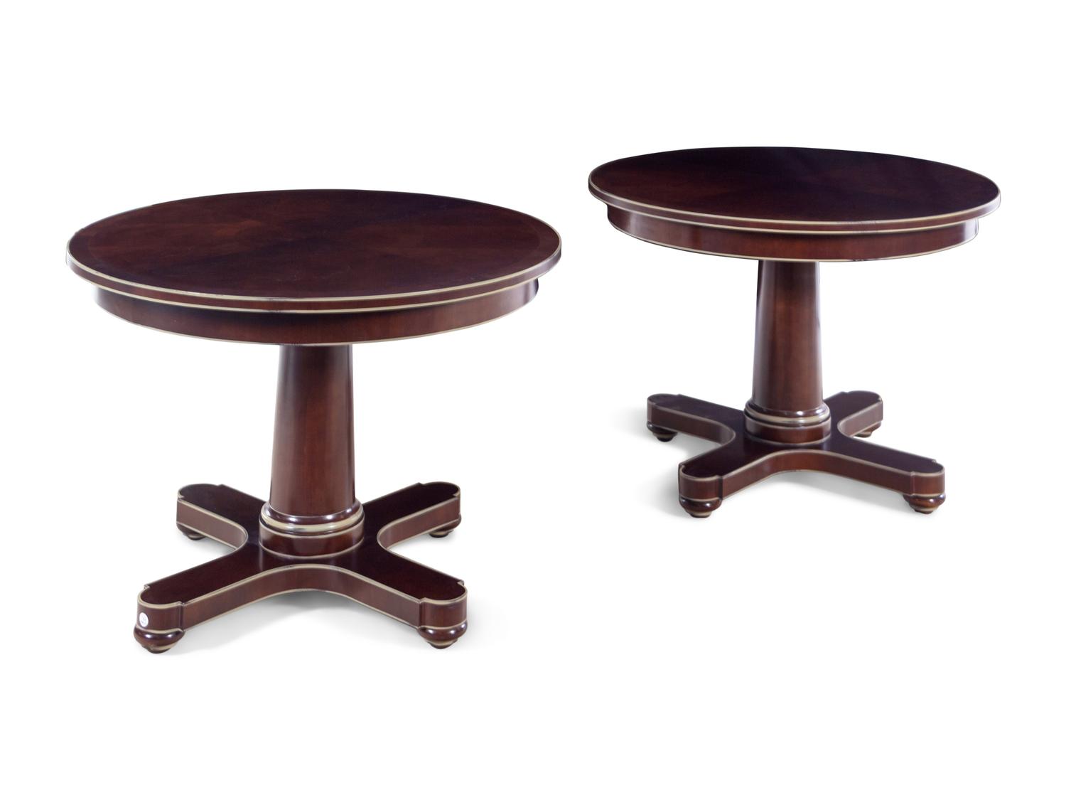 A Pair of Custom Game Tables or Dining Tables with Painted Edges