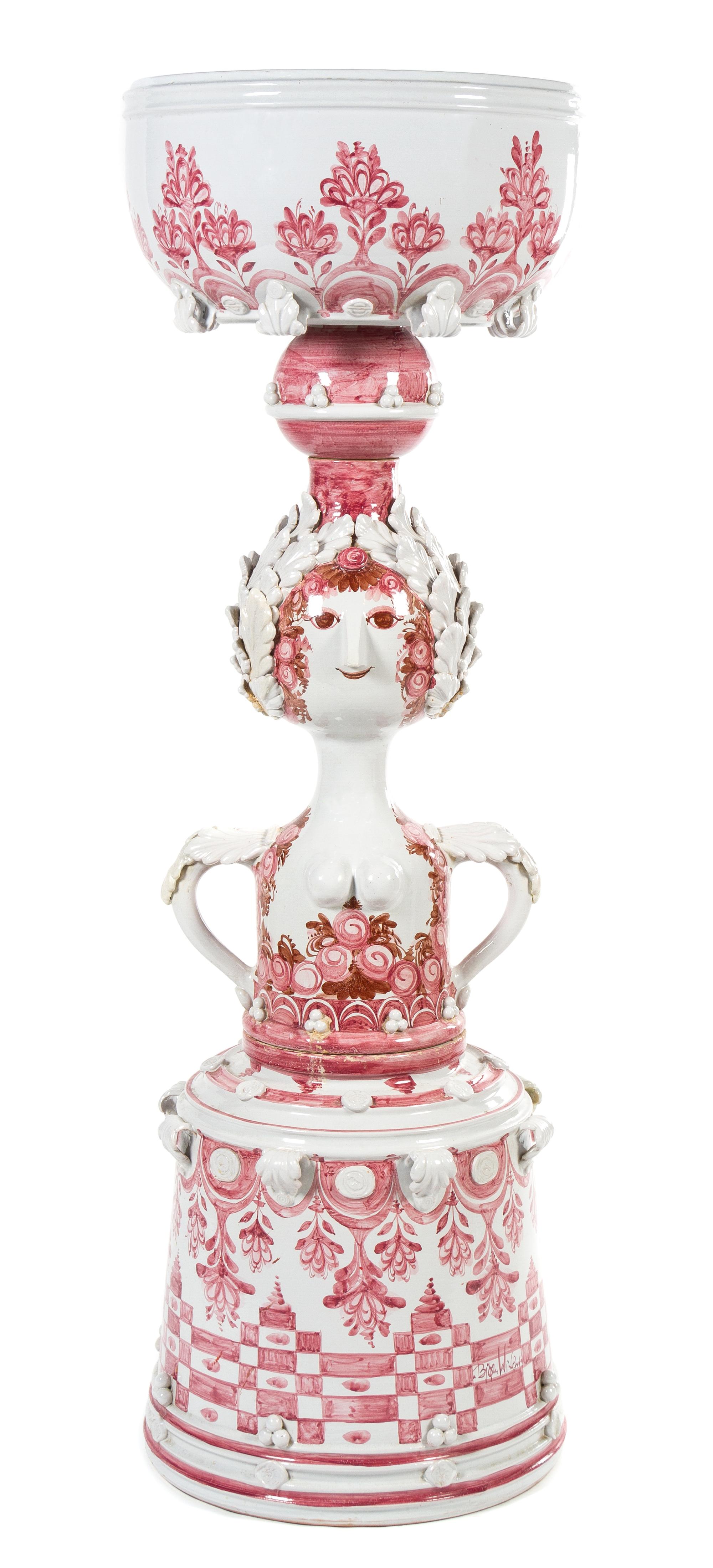 A Danish Glazed Earthenware Figural Jardiniere Height 66 1/4 inches. — BJORN WIINBLAD, CIRCA 1970
