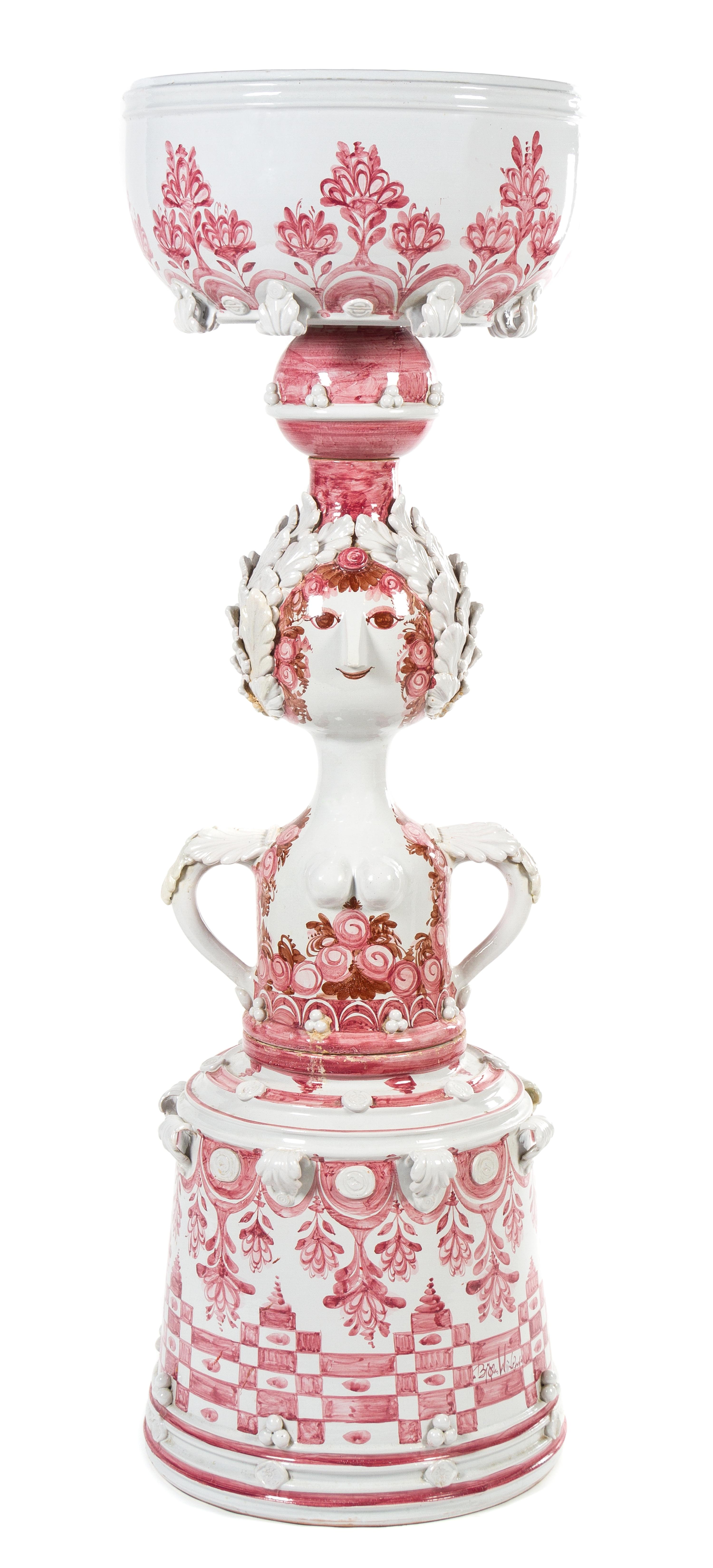 A Danish Glazed Earthenware Figural Jardiniere Height 66 1/4 inches. — BJORN WIINBLAD, CIRCA 1970