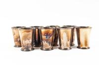 A Collection of Eight Silver-Plate Mint Julep Cups Height 4 3/5 inches.