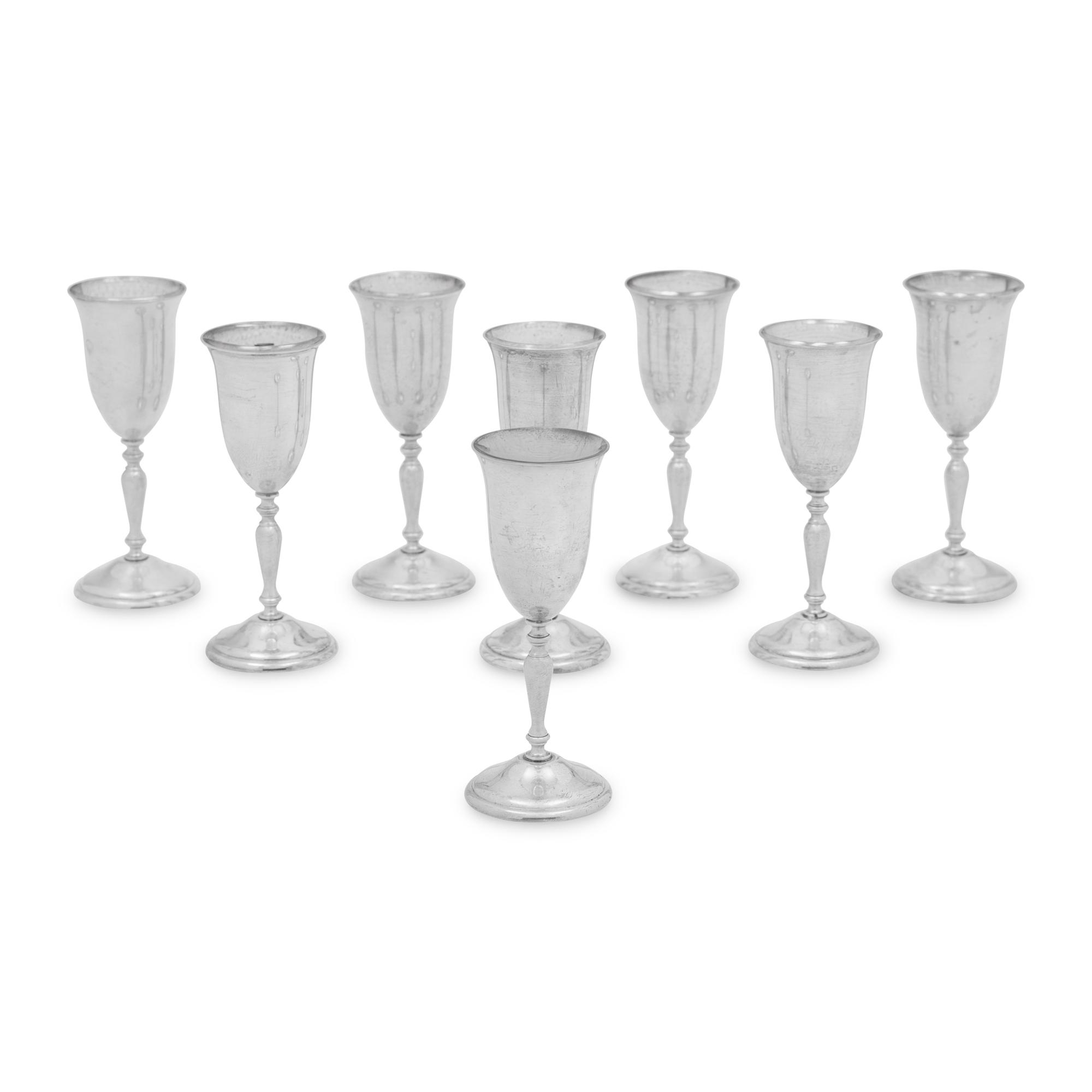 A Set of Eight American Arts and Crafts Silver Cordials