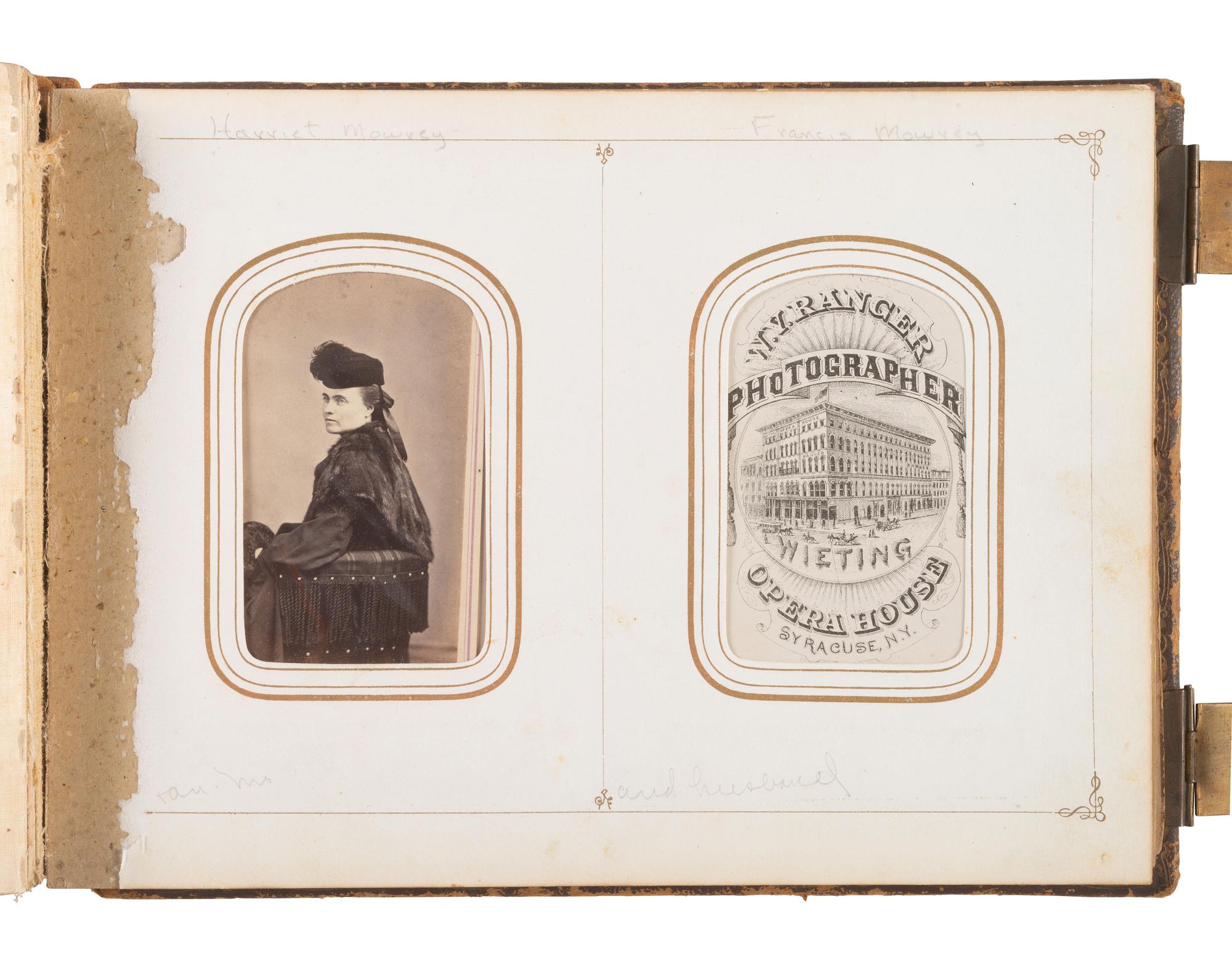 [Early Photo] Album related to photographer Francis Mowrey incl Image of Himself Dressed as a Woman