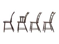 A Set of Four Classical Grain Painted and Flower Decorated Bamboo Turned Dining Chairs