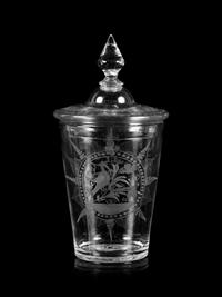 An American Etched Glass Cup-and-Cover