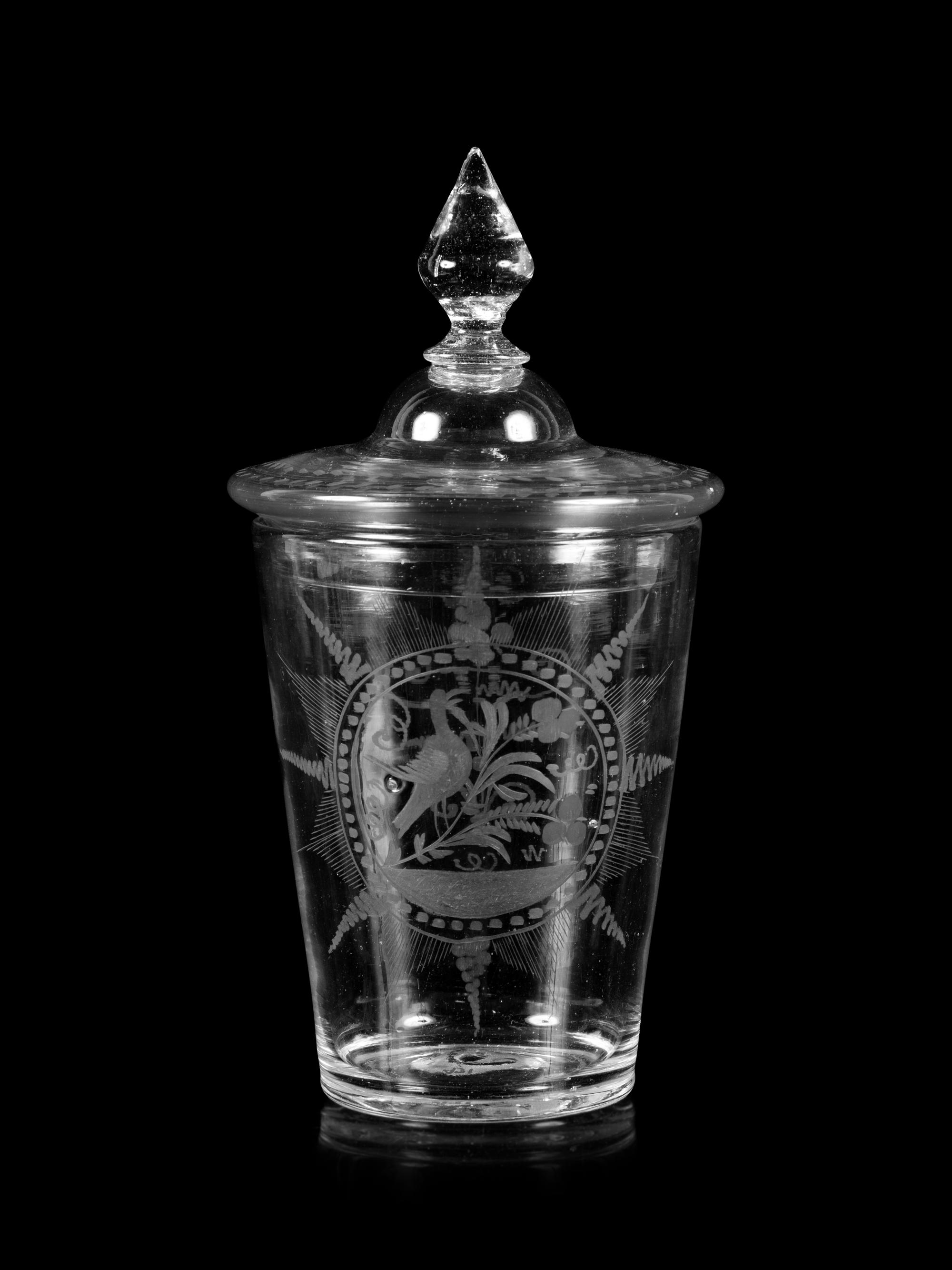 An American Etched Glass Cup-and-Cover