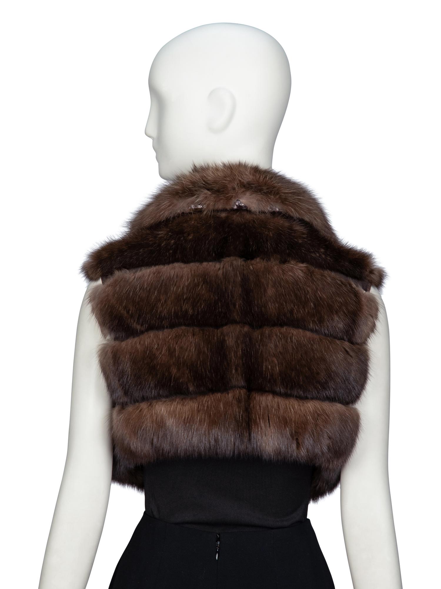 DENNIS BASSO, SABLE FUR CROPPED VEST