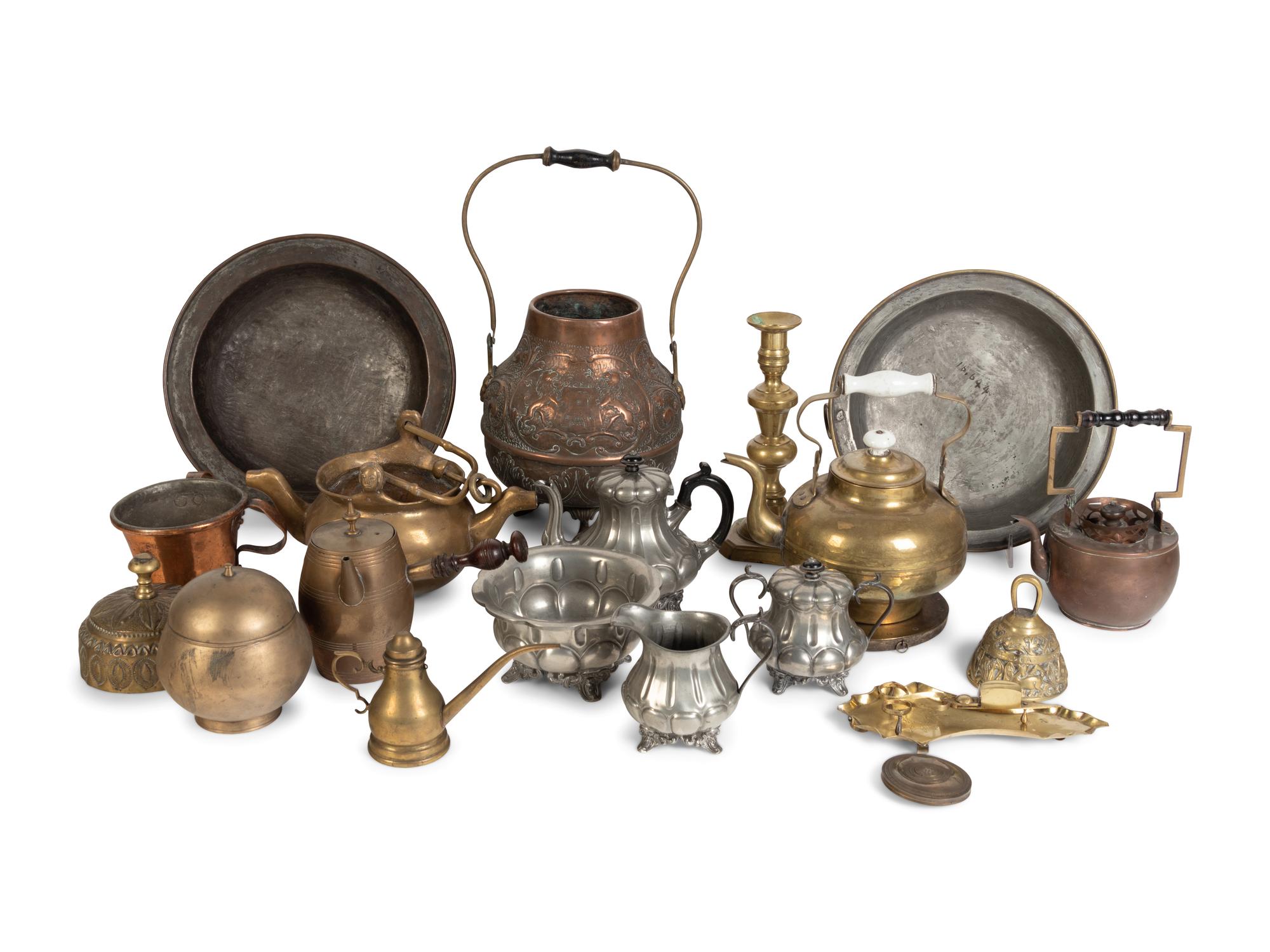 A Collection of Twenty Brass, Copper and Pewter Articles