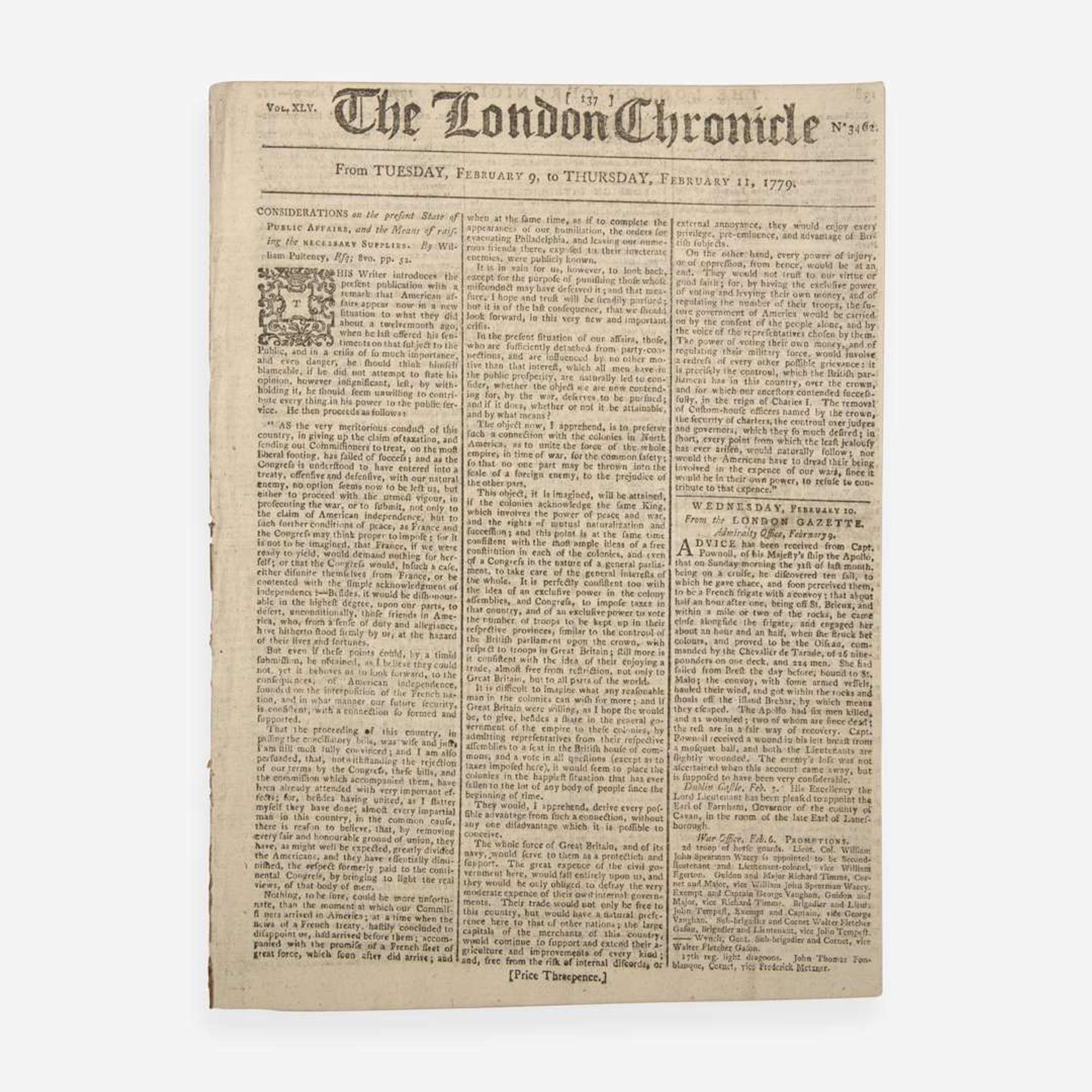 [American Revolution] [Treaty of Alliance] The London Chronicle