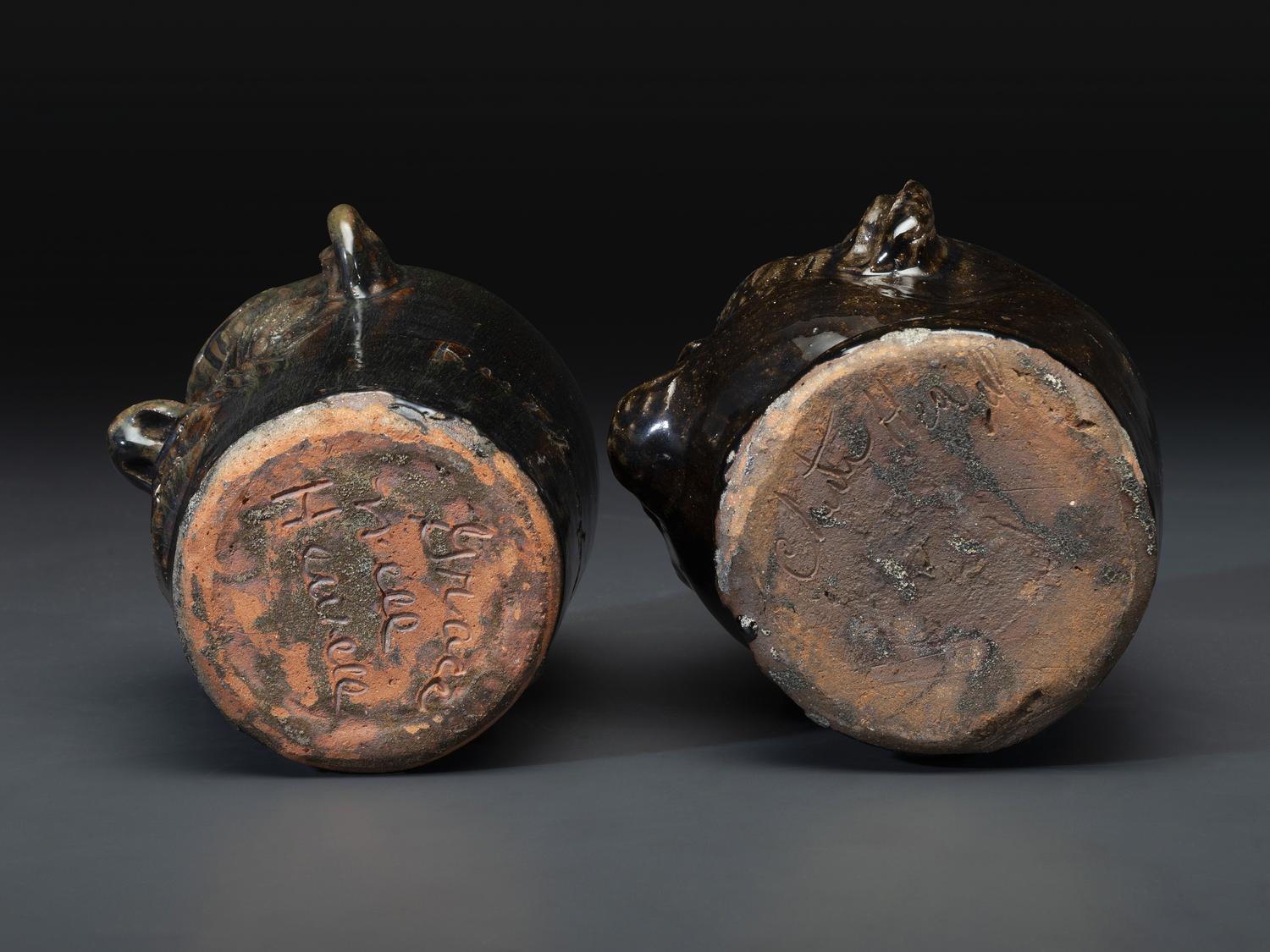 Two Southern Stoneware Face Jugs