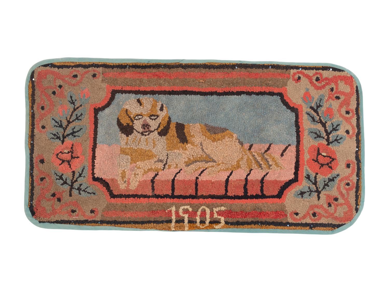 A Large Spaniel Hooked Rug