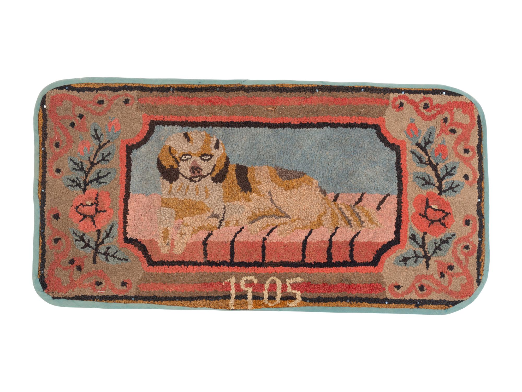 A Large Spaniel Hooked Rug