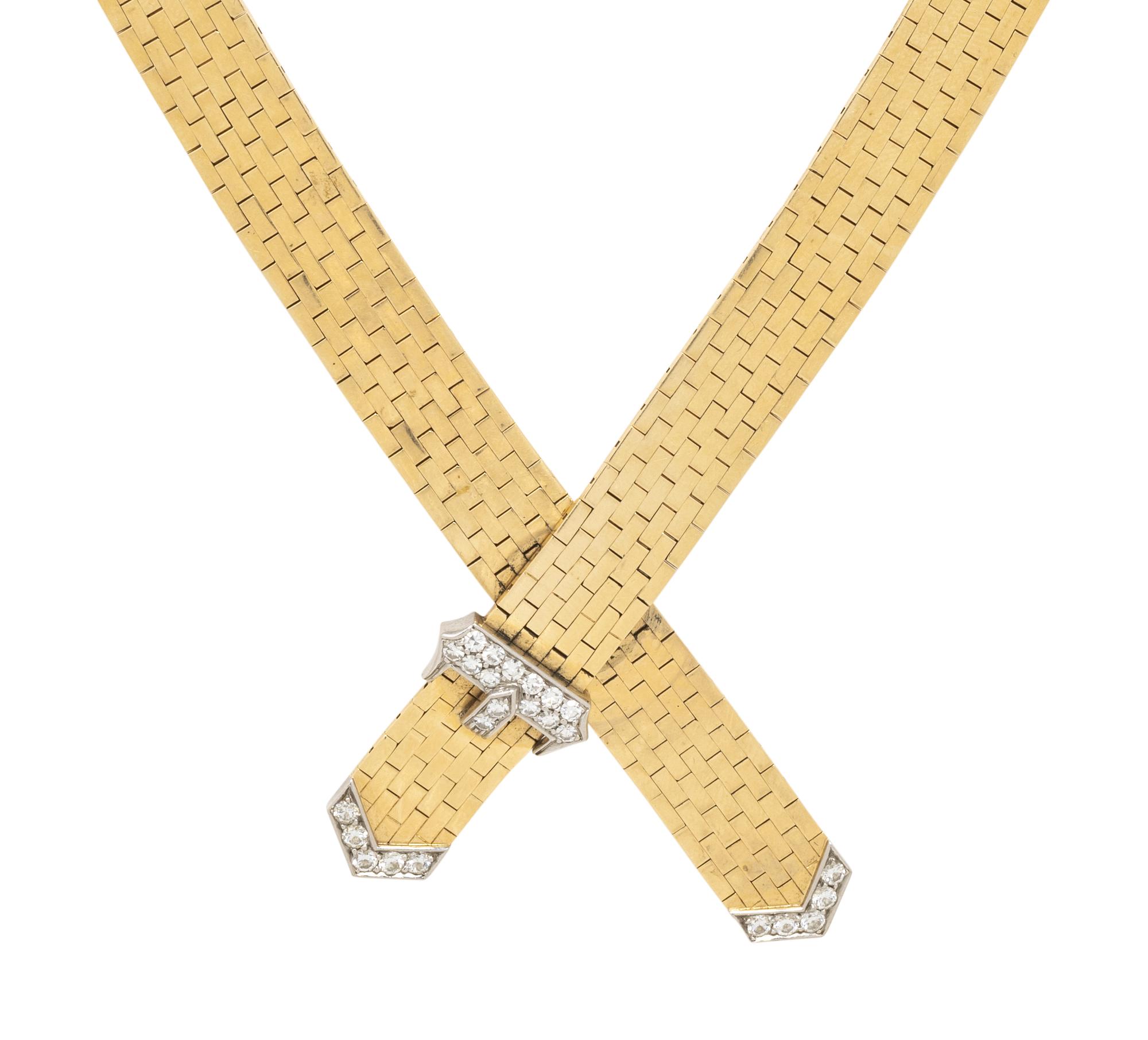 YELLOW GOLD, PLATINUM AND DIAMOND NECKLACE