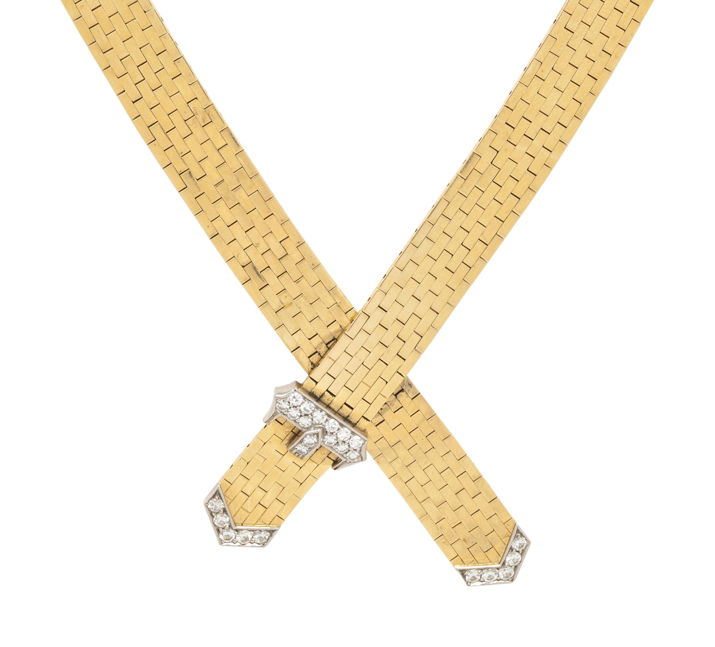 YELLOW GOLD, PLATINUM AND DIAMOND NECKLACE