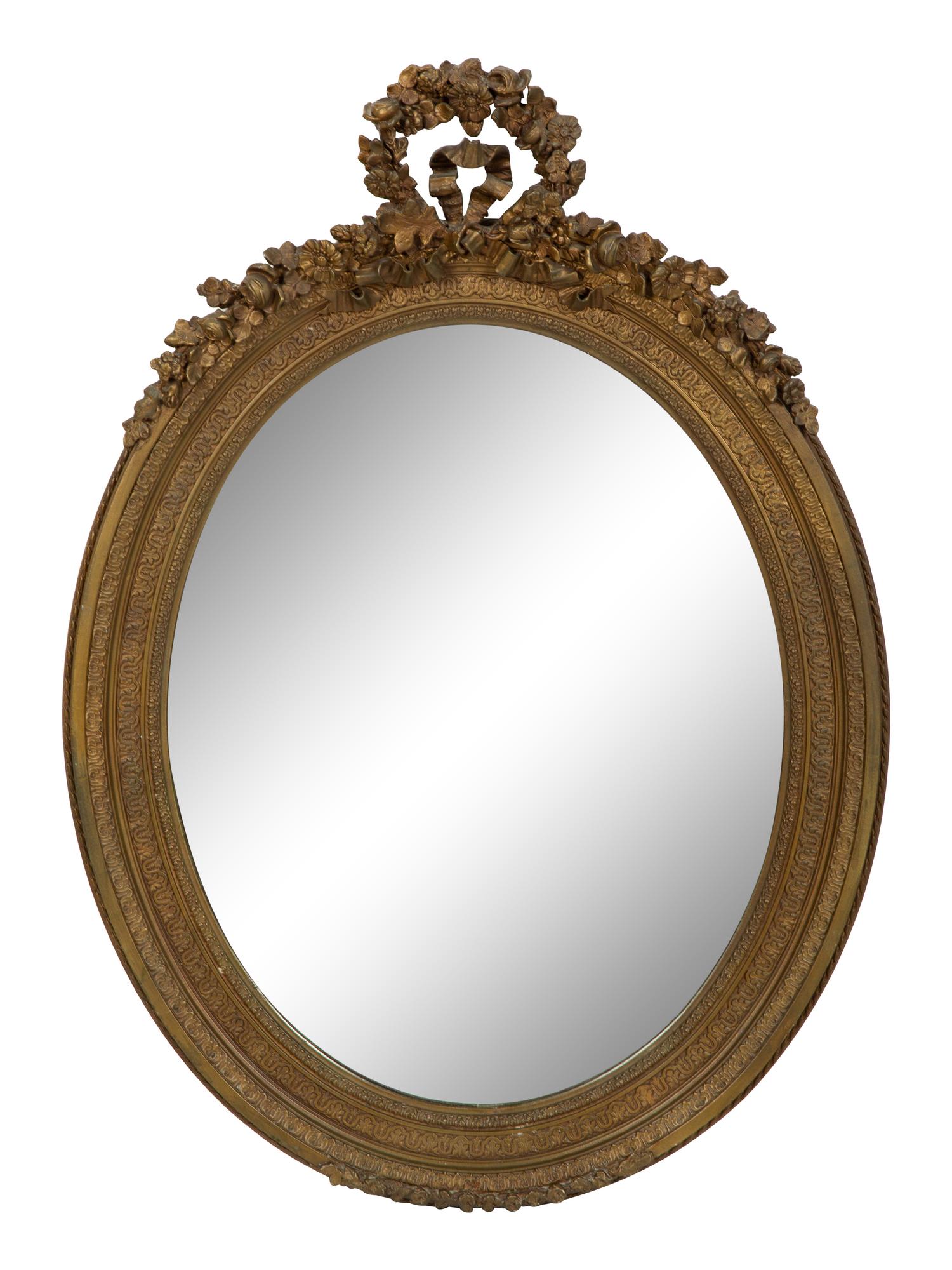 A Louis XVI Style Giltwood Oval Mirror — 20th Century