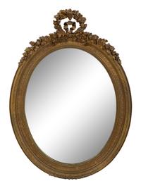 A Louis XVI Style Giltwood Oval Mirror — 20th Century