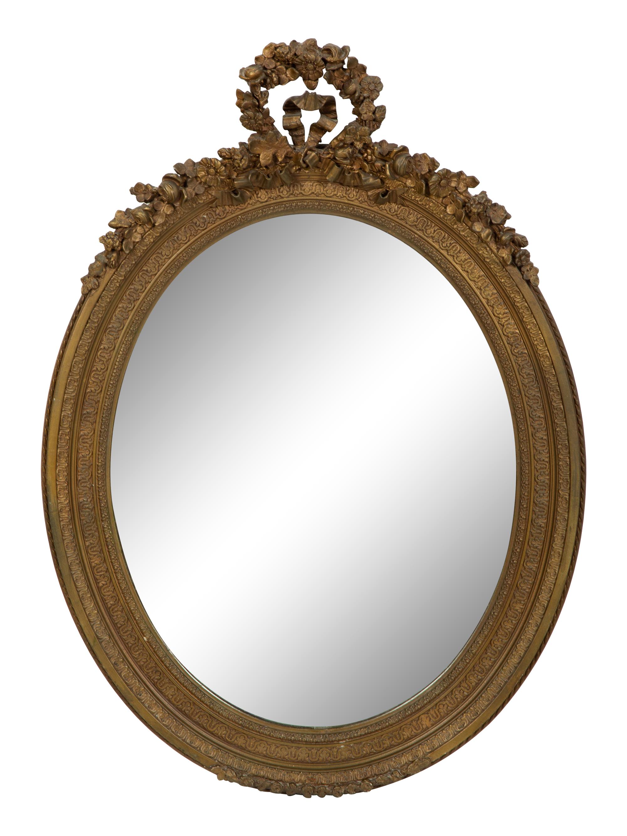 A Louis XVI Style Giltwood Oval Mirror — 20th Century