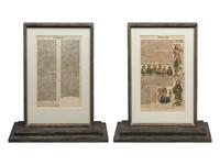 [LEAVES -- INCUNABULA] -- [SCHEDEL, Hartmann]. Two Incunabula leaves with hand-coloring from the Liber Chonicarum , or Nuremberg Chronicle . [Nuremberg, 1493].