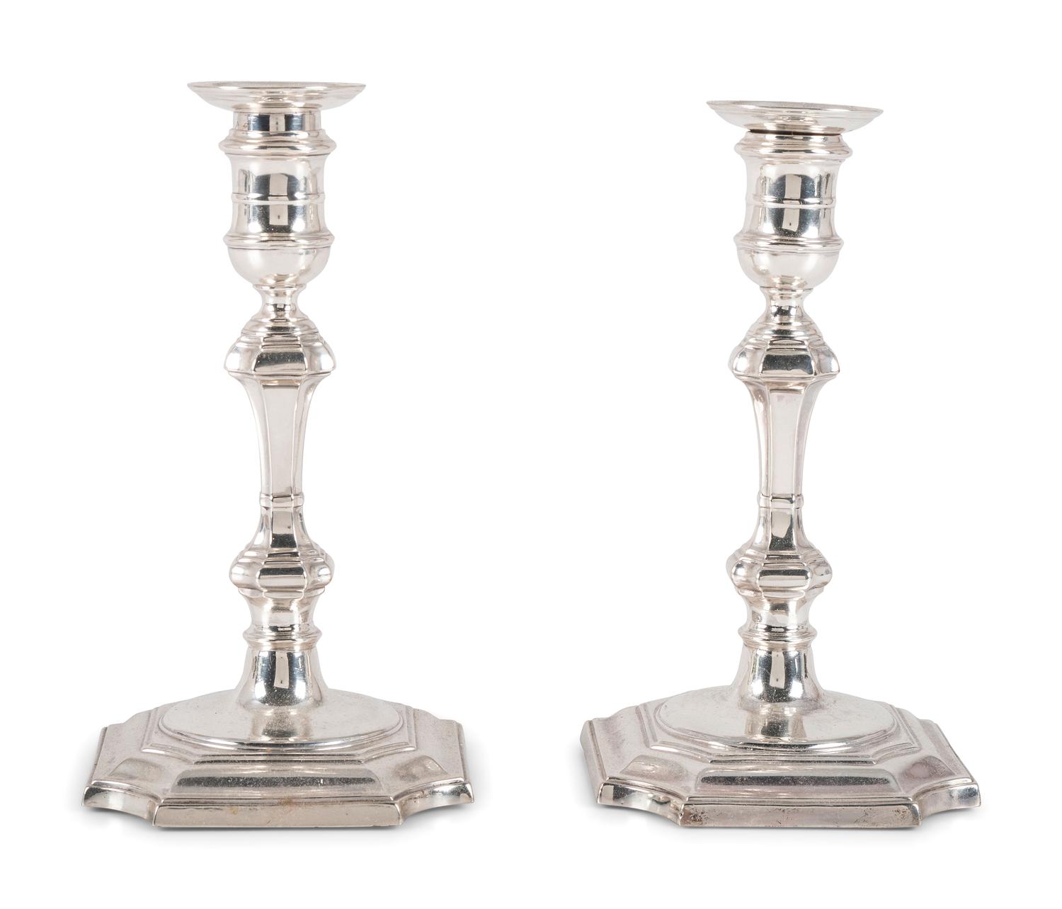 A Pair of Silver Georgian Style Candlesticks