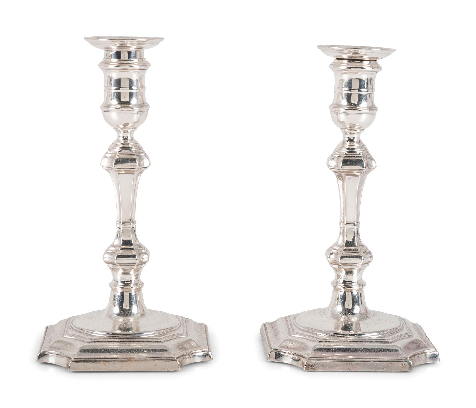 A Pair of Silver Georgian Style Candlesticks