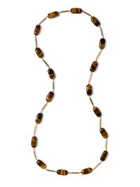 YELLOW GOLD AND TIGER'S EYE BEAD NECKLACE