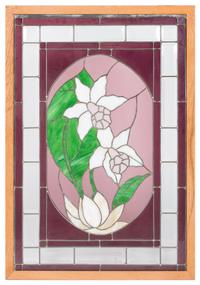 A Leaded and Beveled Glass Window 30 x 20 inches.